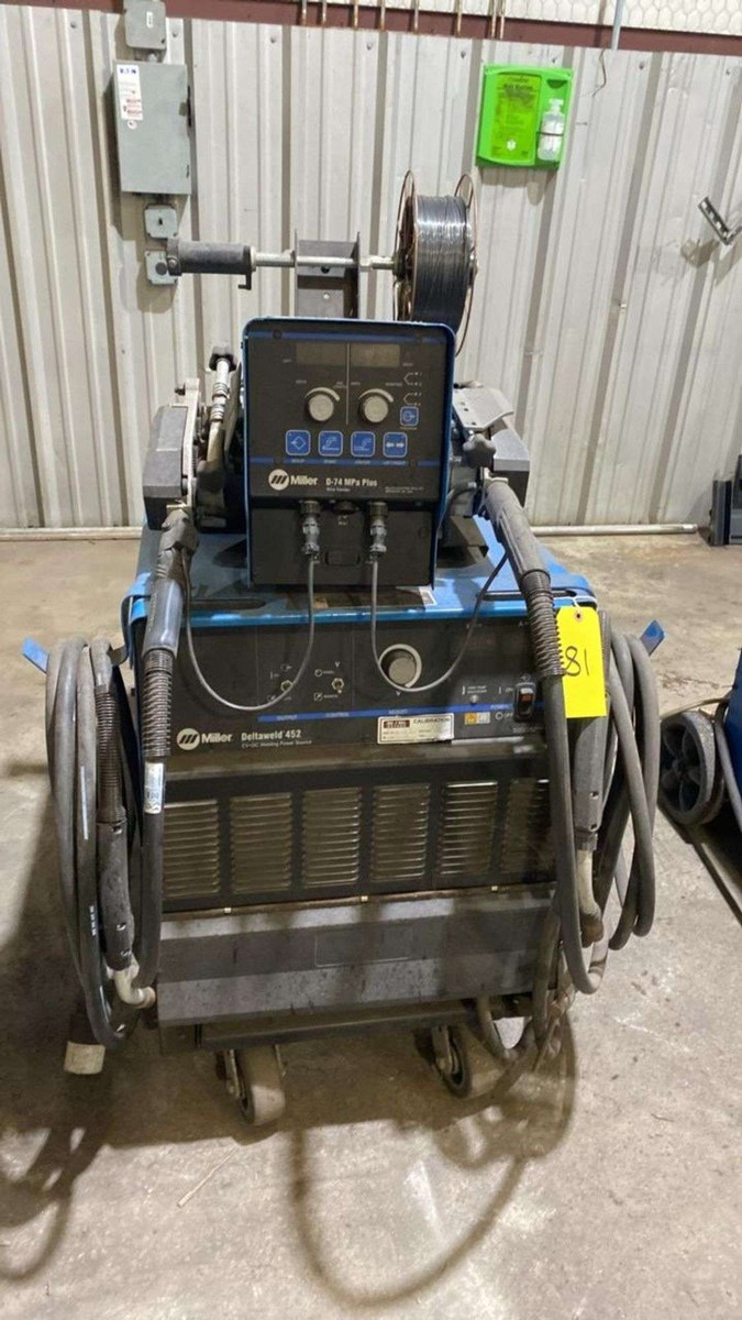 Miller Deltaweld 452 MIG Welder with D-74 MPa Plus Wire Feeder, 450A, 3-Phase, Cart Included