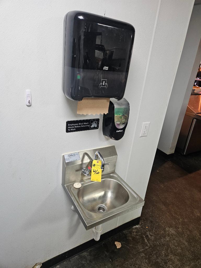 Krowne Stainless Steel Wall Mounted Hand Sink, M# HS-2L w/ Paper Towel and Soap Dispenser