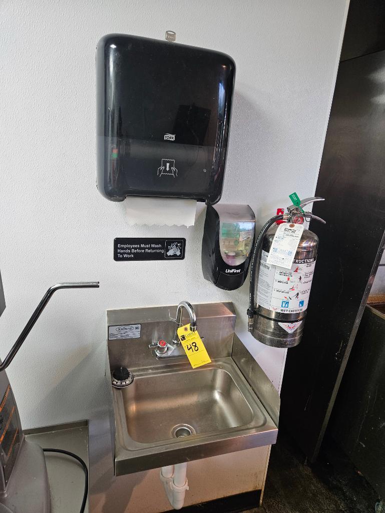 Krowne Stainless Steel Wall Mounted Hand Sink, M# WM200 w/ Paper Towel and Soap Dispenser