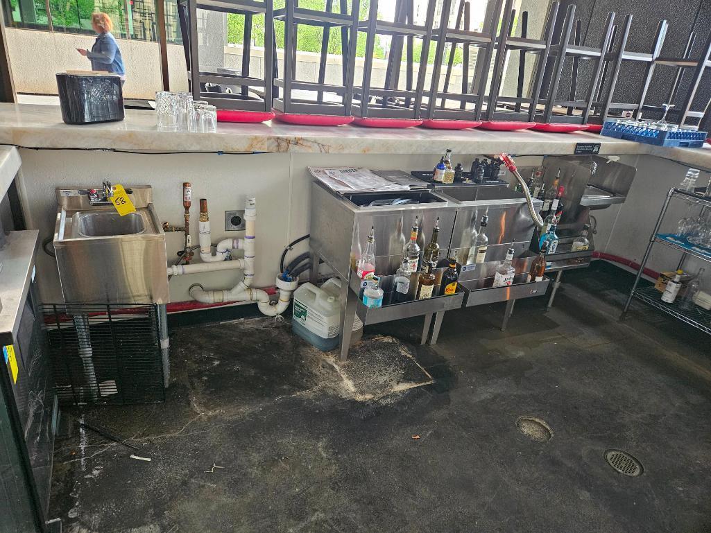 Asst Stainless Steel Bar Sinks, Ice Bins, Bottle Racks, Underbar Hand Spray, etc (Lot)