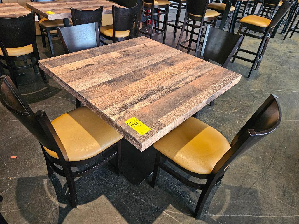 42" x 42" Wood Dining Table w/ 4 Dining Chairs (Set)