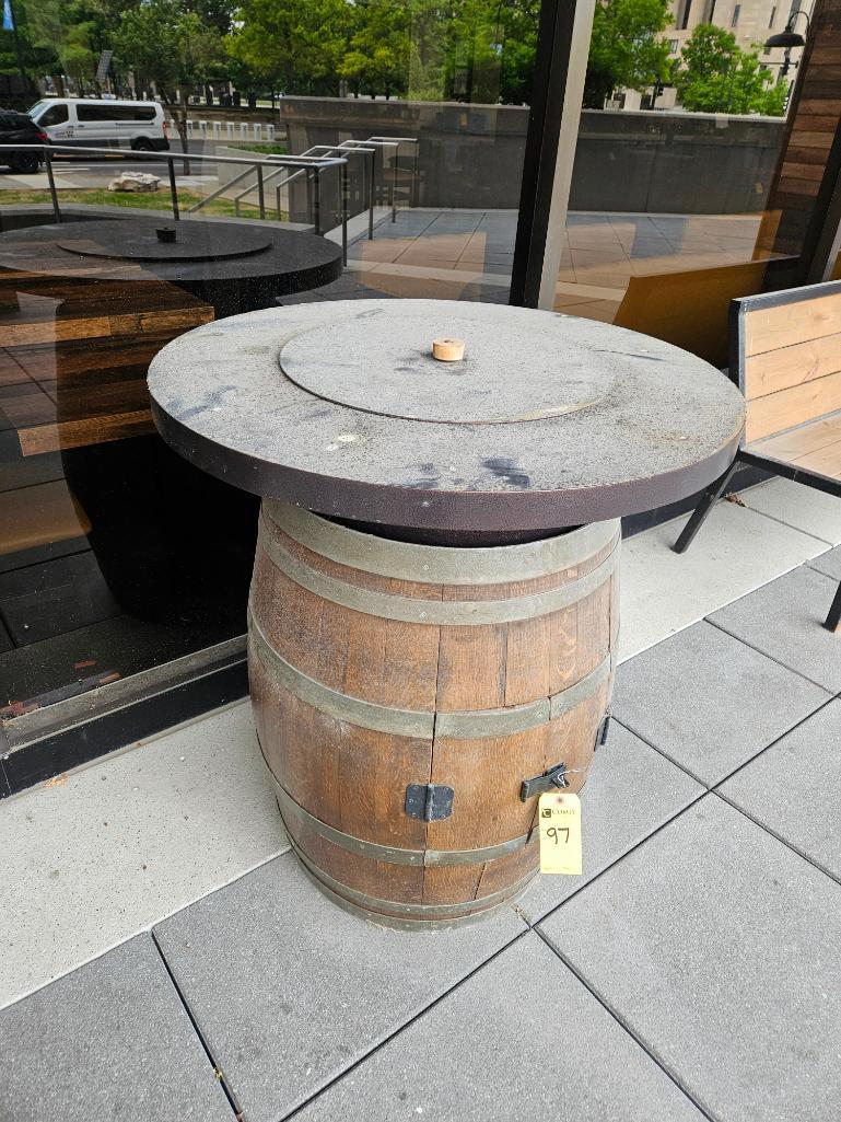 Oak Barrel Co. Wood Barrel Fire Pit (Outside)