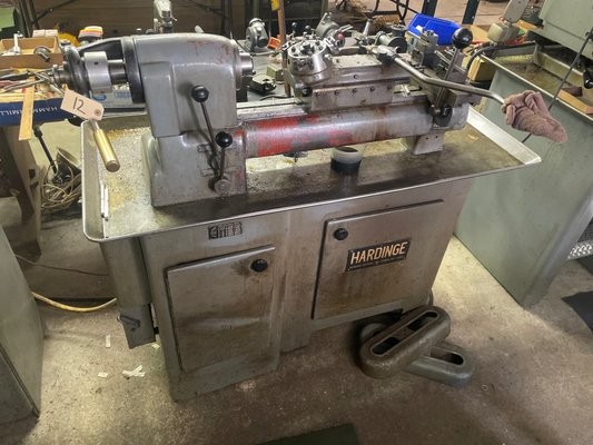 Hardinge Lathe with Turret & Aux Bed with Tooling