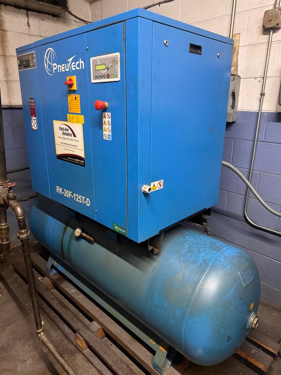 PNEUTECH RK-20F-125T-D 20 HP Rotary Screw Air Compressor, s/n AK100004154