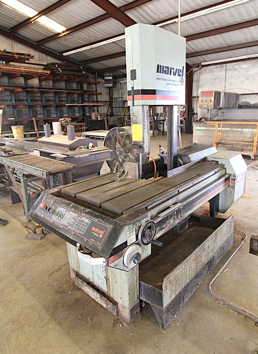 VERTICAL BANDSAW, MARVEL SERIES 8 MARK II, w/ (2) roller stands,18" x 22" cap., 17" x 12-1/2" 45 deg